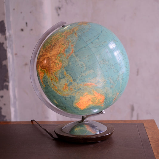 Vintage German Glass Light Up Columbus DUO Erdglobus Globe by Paul Oestergaard