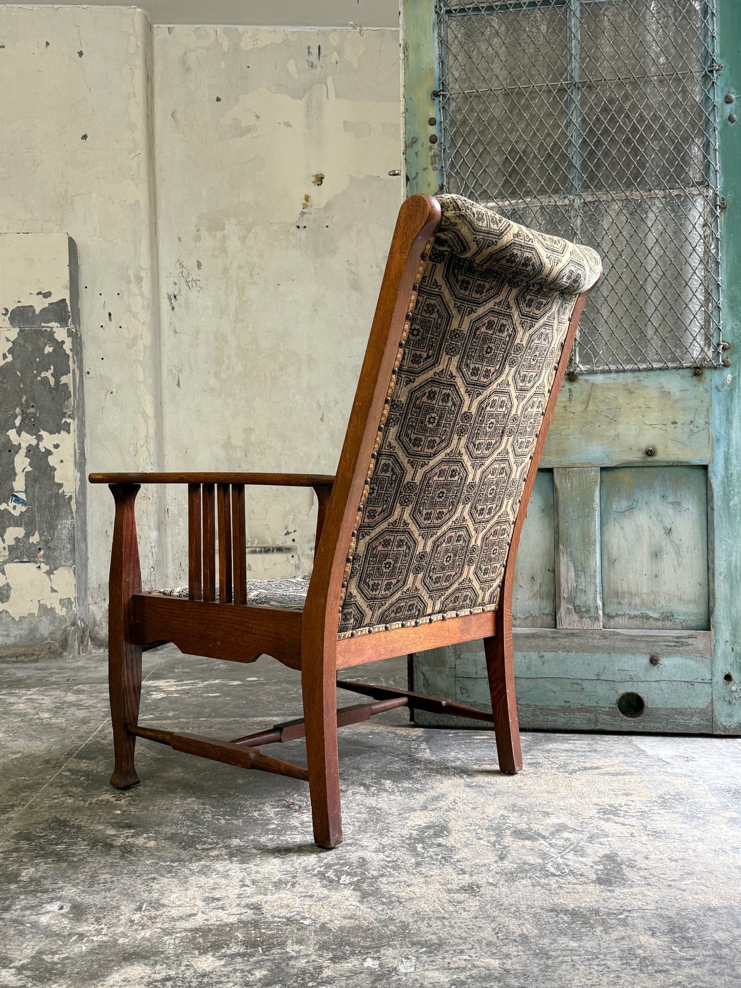 Arts and Crafts Oak Framed Armchair