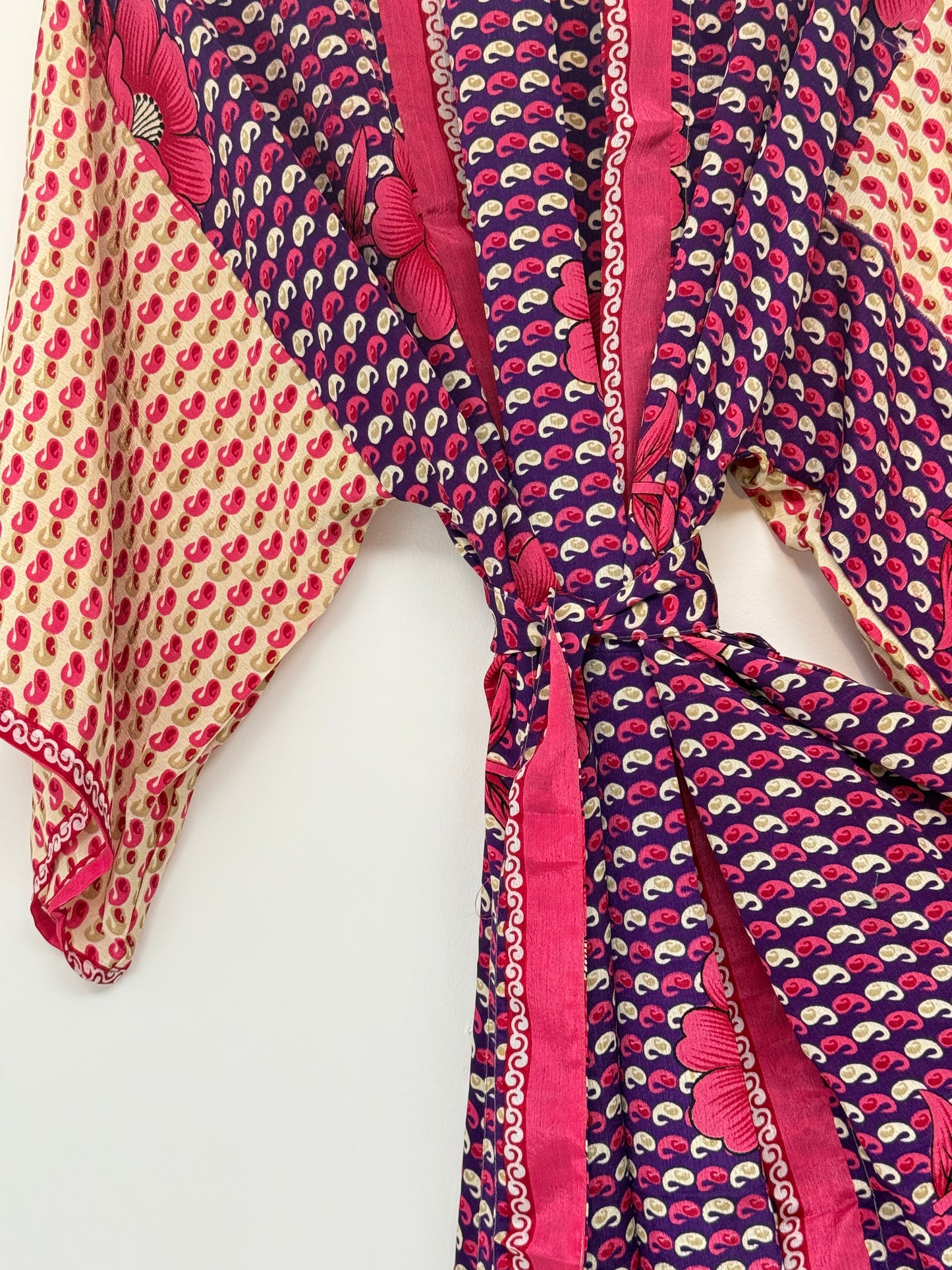 Vintage Saree Silk Kimono / Duster - Short