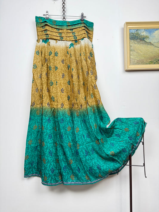 Vintage Saree Silk Pleated Skirt