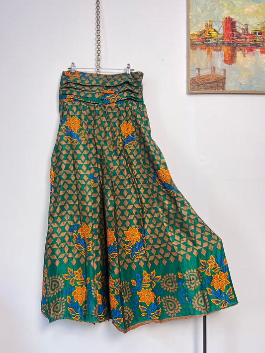 Vintage Saree Silk Pleated Skirt