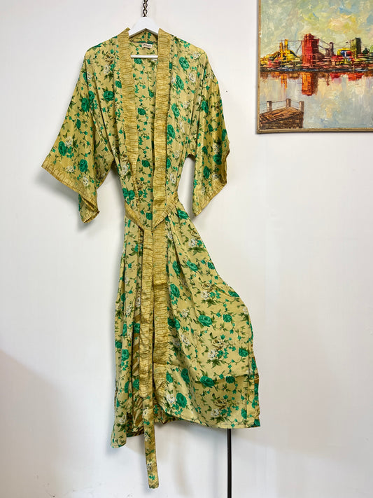 Vintage Saree Silk Kimono / Duster - Long