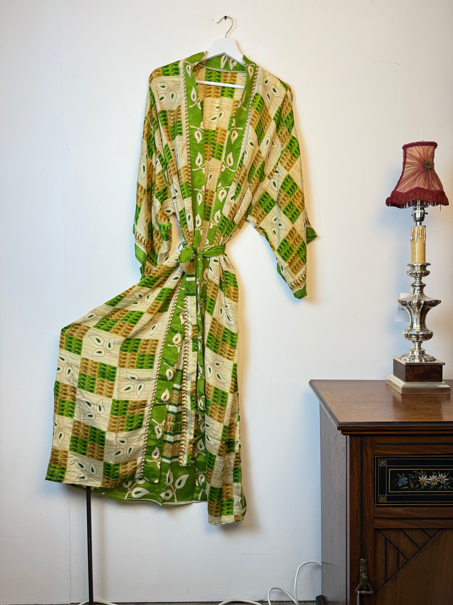 Vintage Saree Silk Kimono / Duster - Long