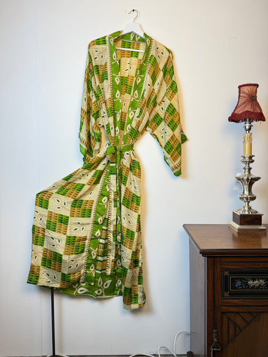 Vintage Saree Silk Kimono / Duster - Long