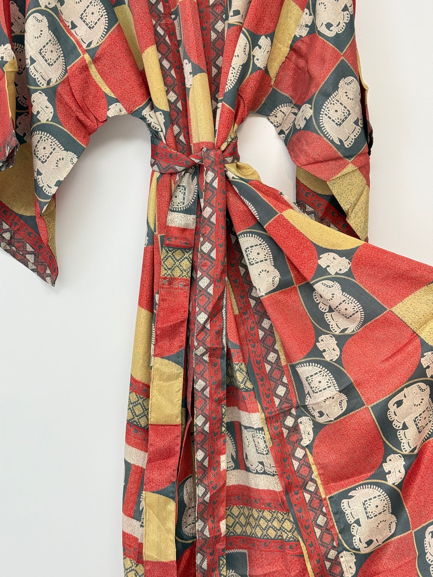 Vintage Saree Silk Kimono / Duster - Long