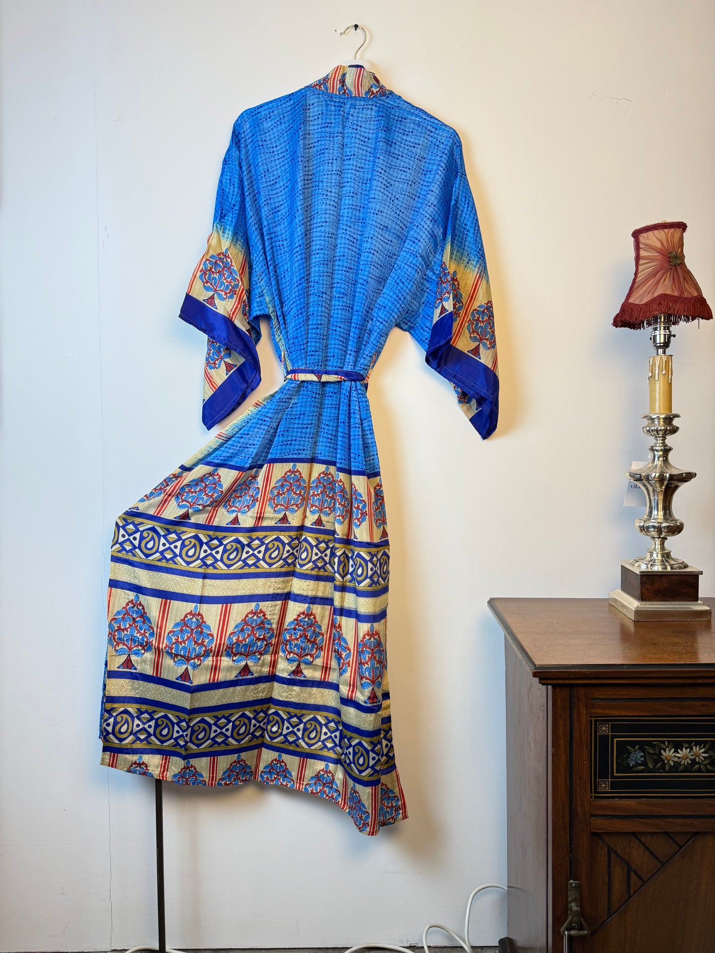 Vintage Saree Silk Kimono / Duster - Long