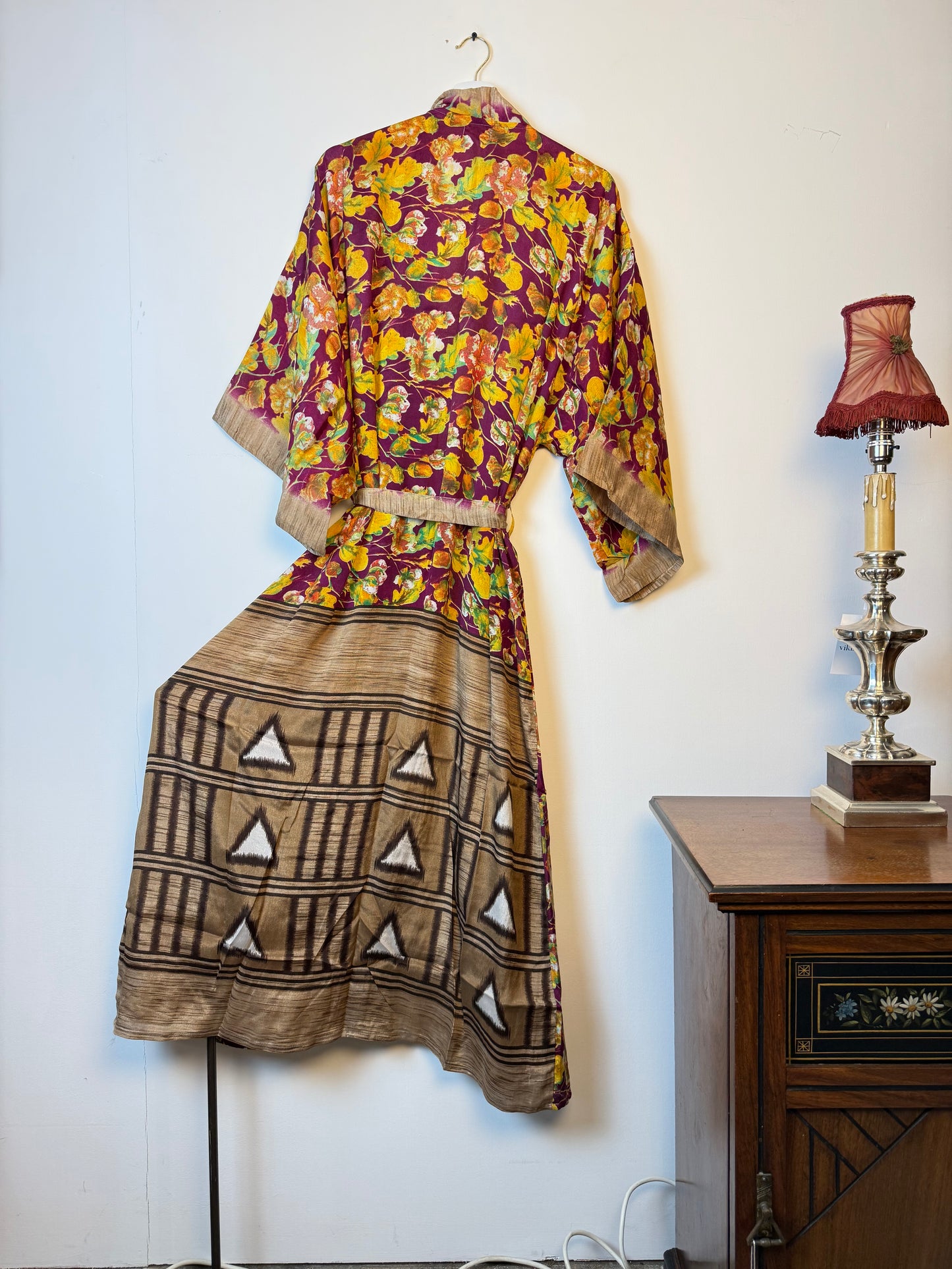 Vintage Saree Silk Kimono / Duster - Long