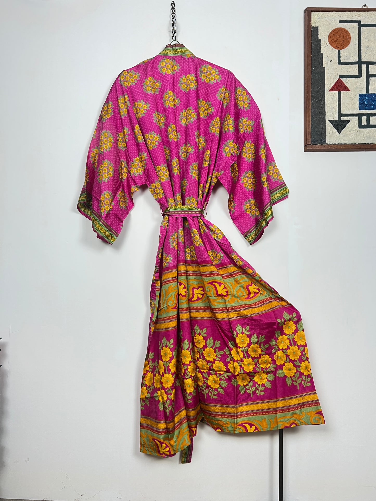 Vintage Saree Silk Kimono / Duster - Long - Wider Unisex Fit