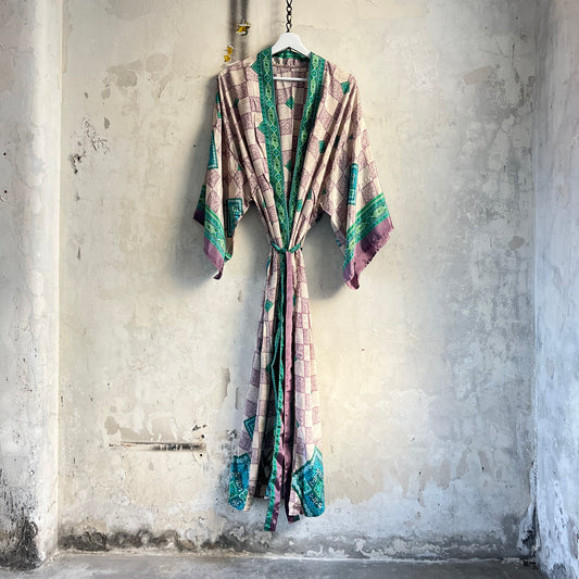 Vintage Saree Silk Kimono / Duster - Long