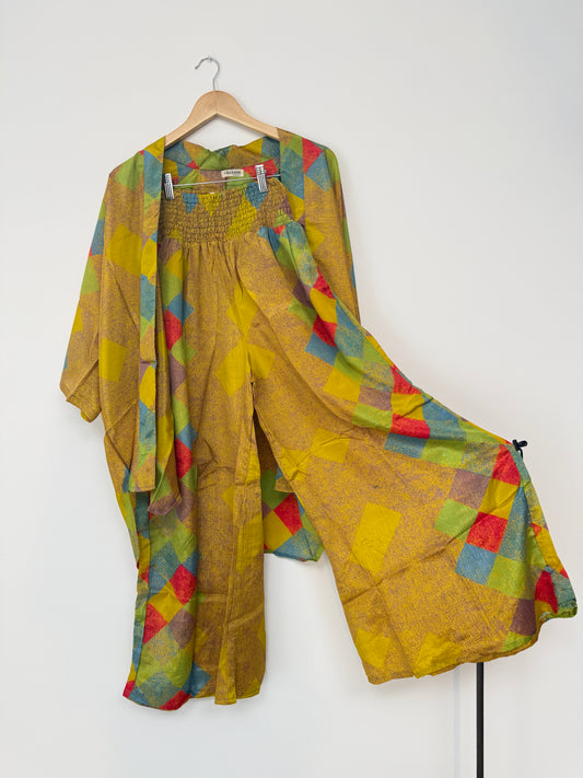 Vintage Saree Silk Trousers & Shirt Co-ordinated Set