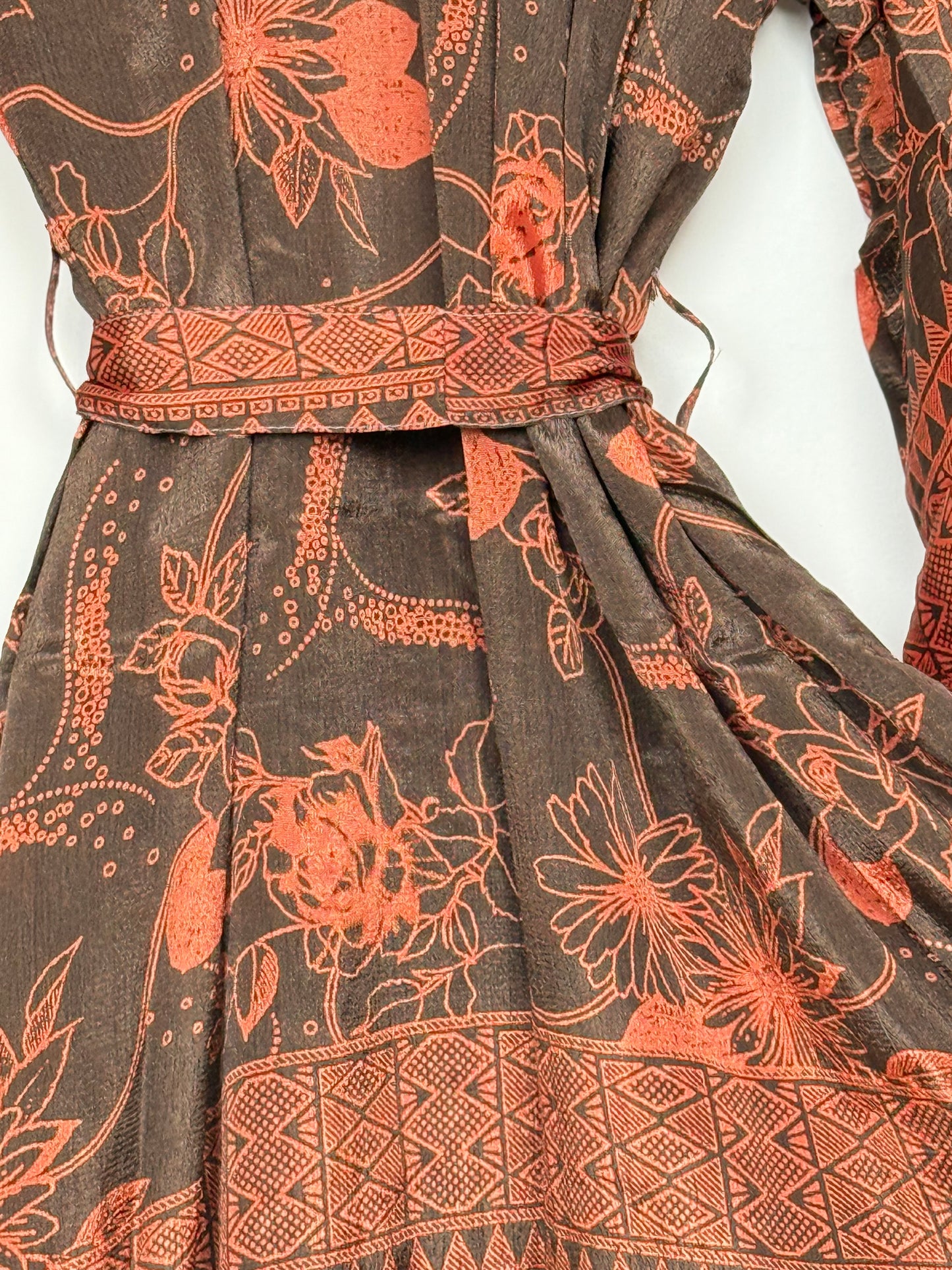 Vintage Saree Silk Kimono / Duster - Long
