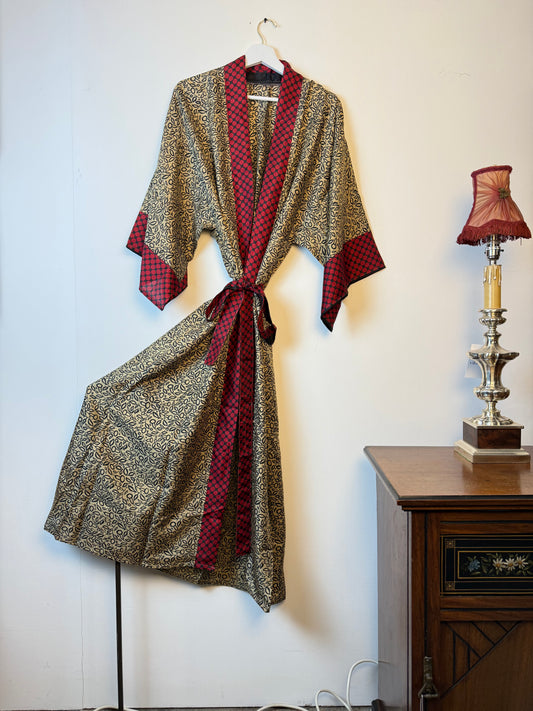 Vintage Saree Silk Kimono / Duster - Long