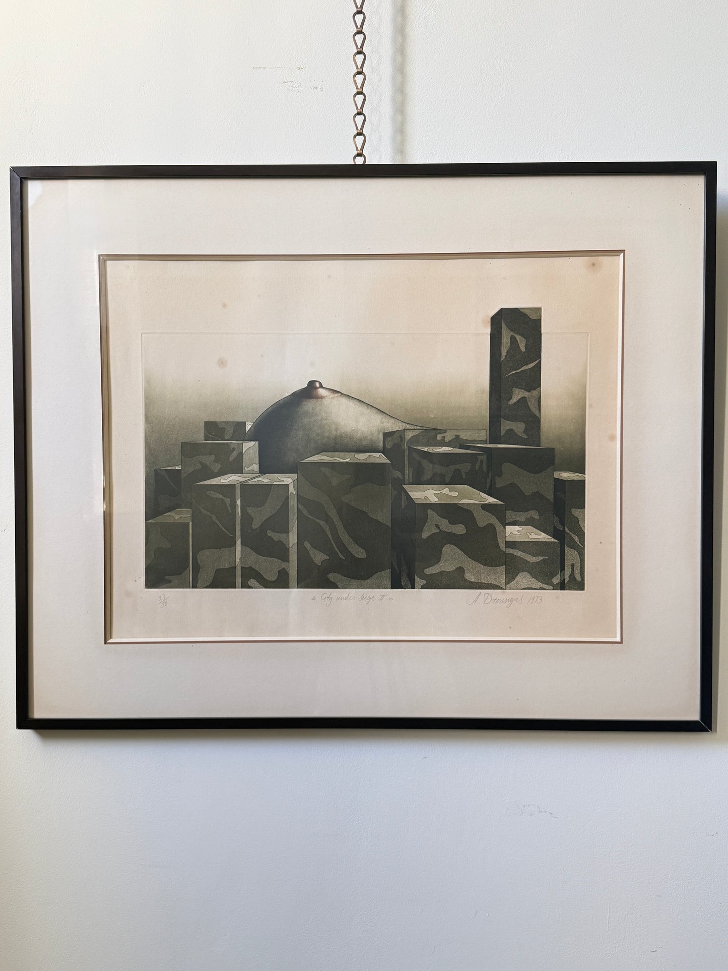 Achilleas Droungas (1940–2015) | City Under Siege II | Original Signed Etching | 1973