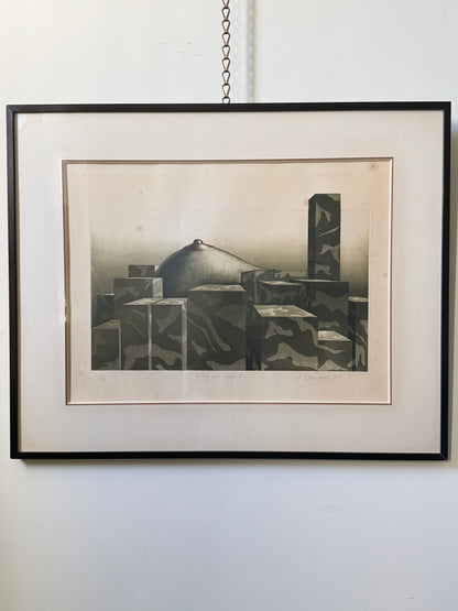 Achilleas Droungas (1940–2015) | City Under Siege II | Original Signed Etching | 1973