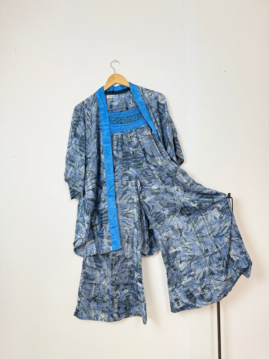 Vintage Saree Silk Trousers & Shirt Co-ordinated Set