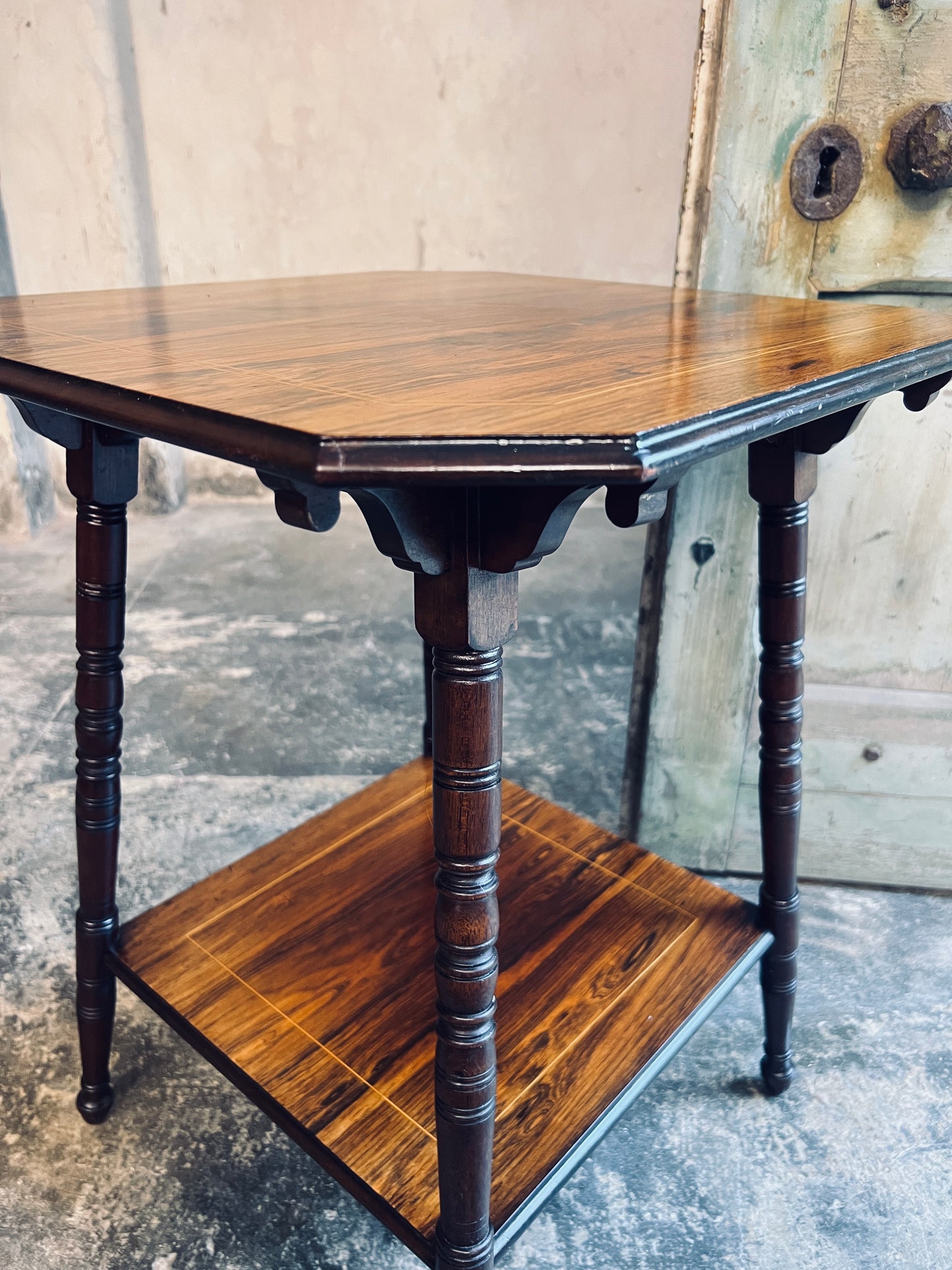 19thC Rosewood Two Tier Side Table
