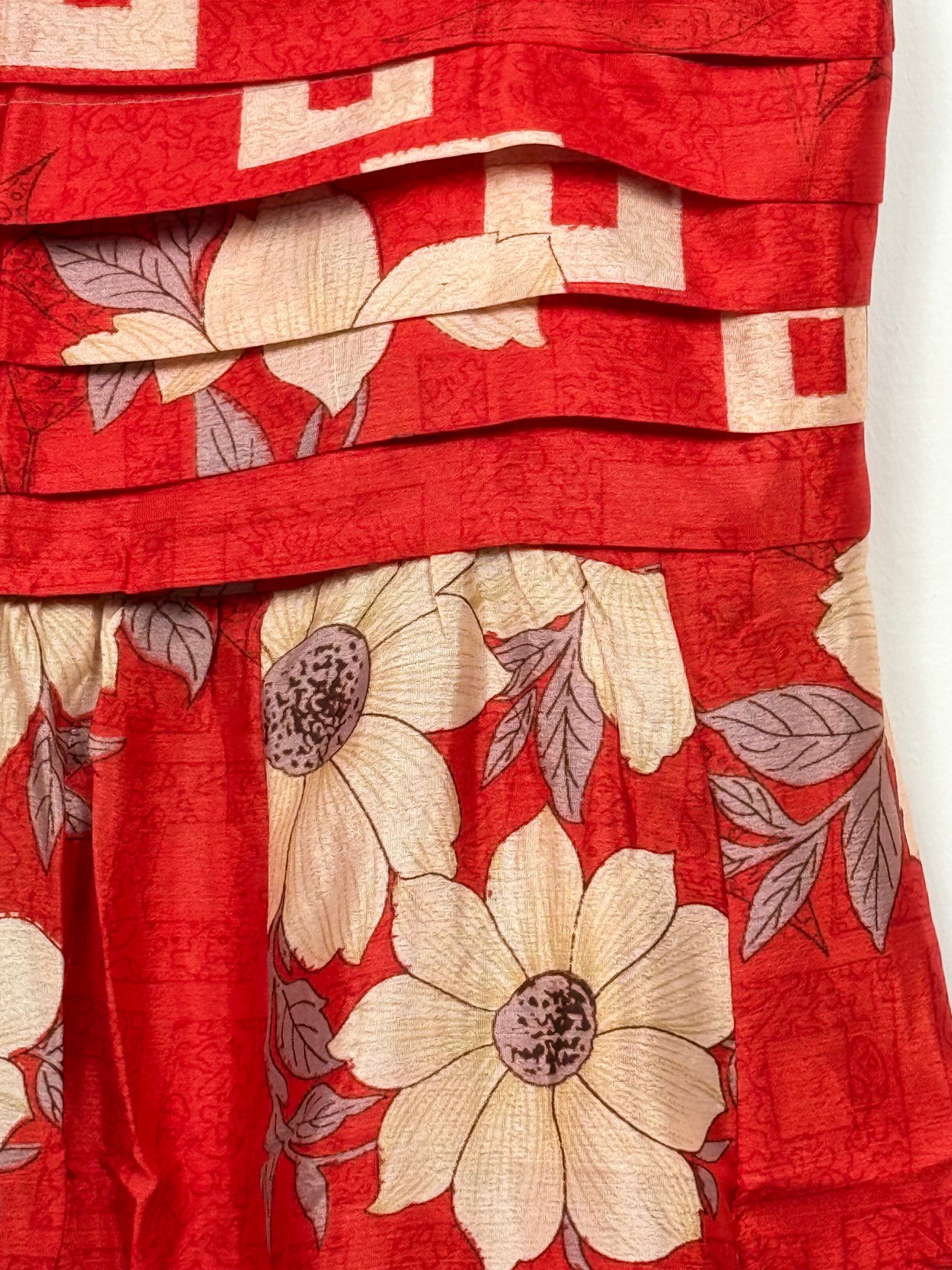 Vintage Saree Silk Pleated Skirt