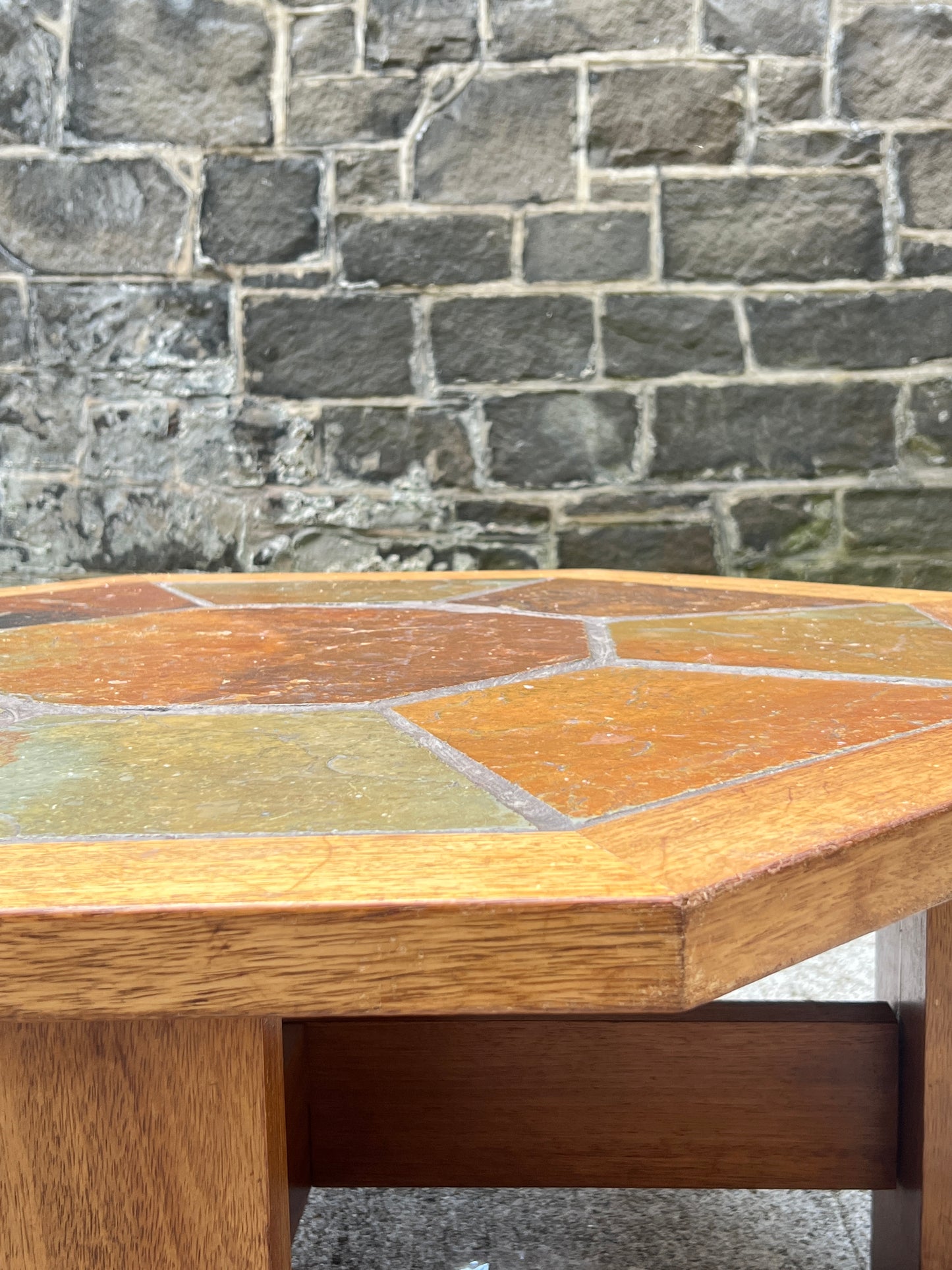 1970’s Teak & Slate Octagonal Coffee Table