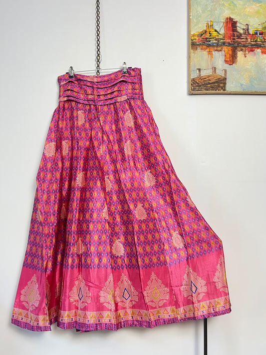 Vintage Saree Silk Pleated Skirt