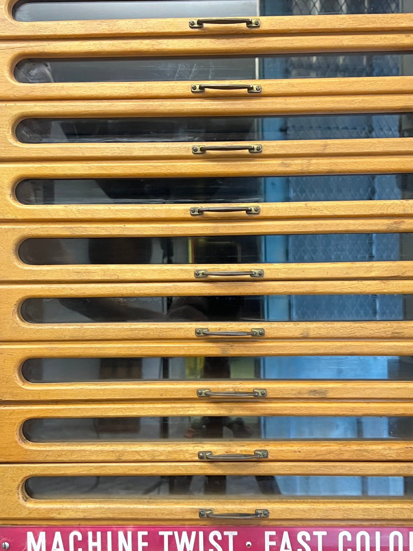 Coats Satinised Haberdashery Shop Counter Display Drawers