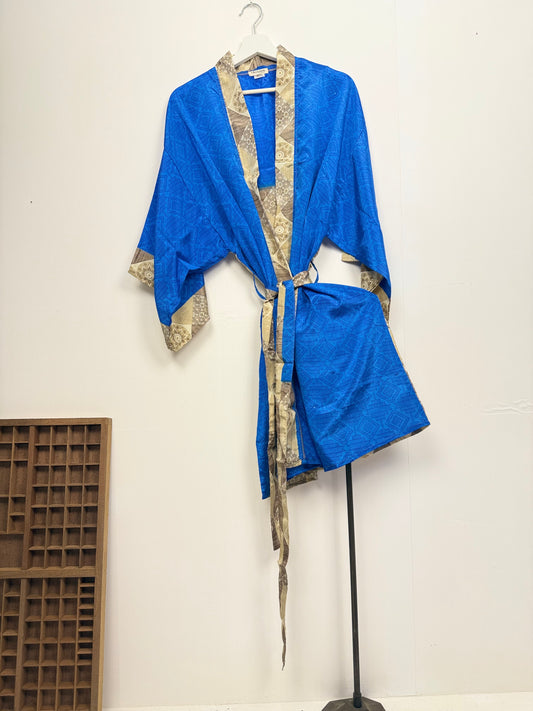 Vintage Saree Silk Kimono / Duster - Short