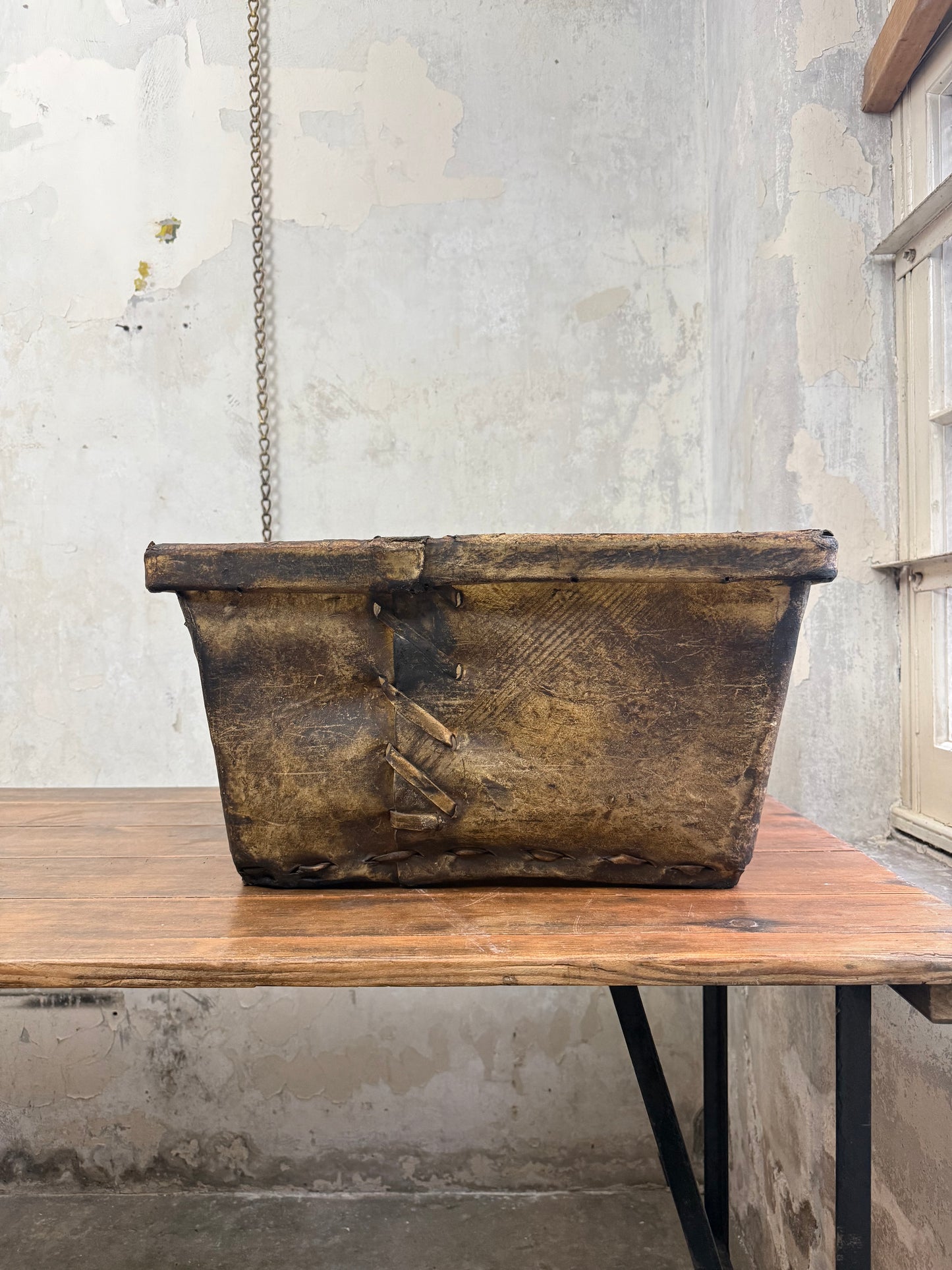 19th Century Buffalo Rawhide Mill Bucket - No 1