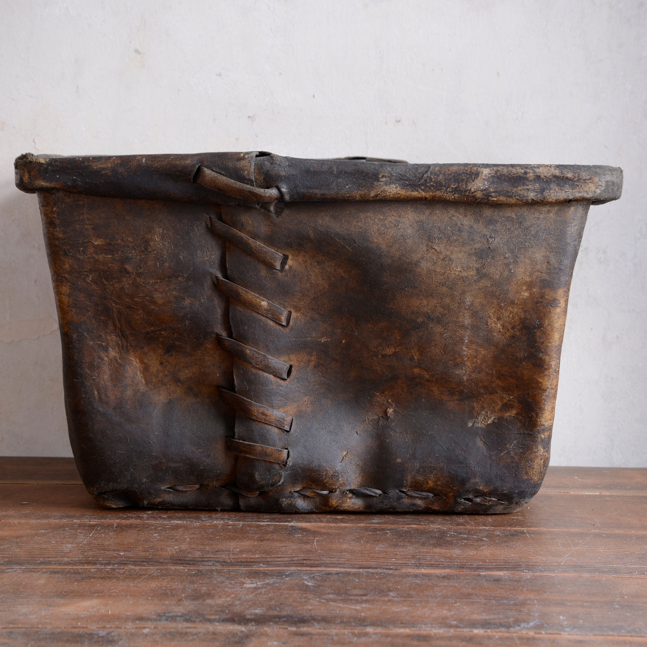 19th Century Buffalo Rawhide Mill Bucket - No 49
