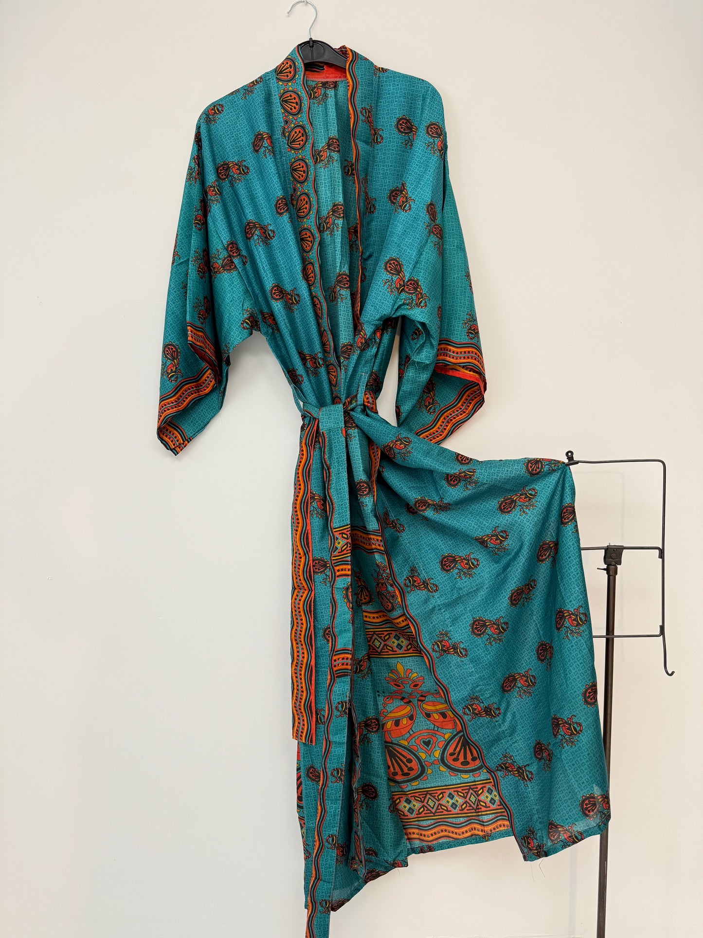 Vintage Saree Silk Kimono / Duster - Long