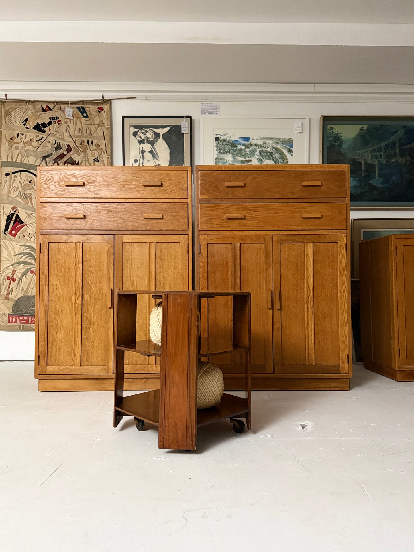 Two Tier Art Deco Side Table on Wheels