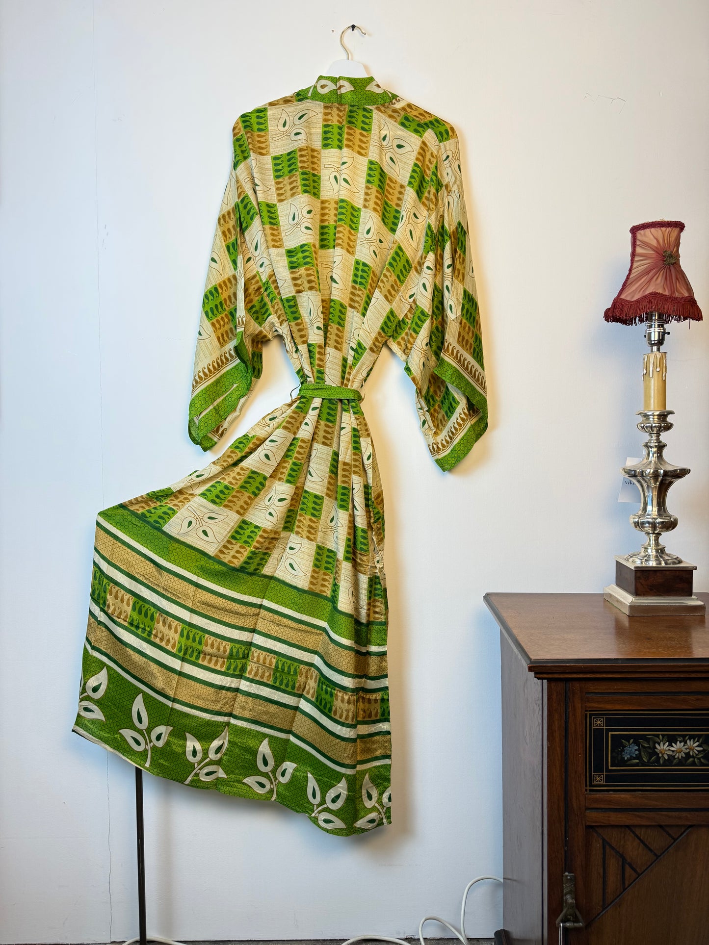 Vintage Saree Silk Kimono / Duster - Long