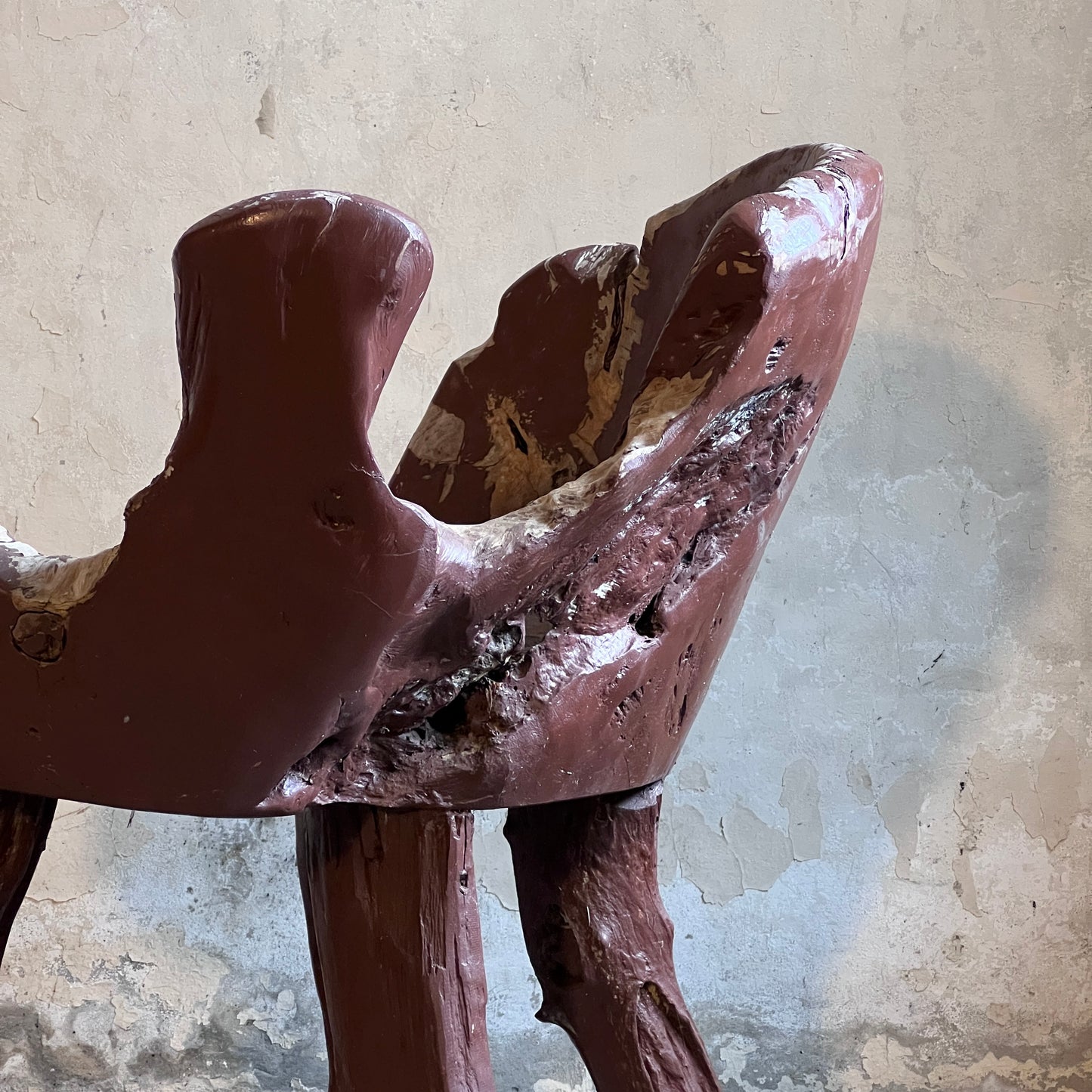 Painted Teak Root Stump Armchair