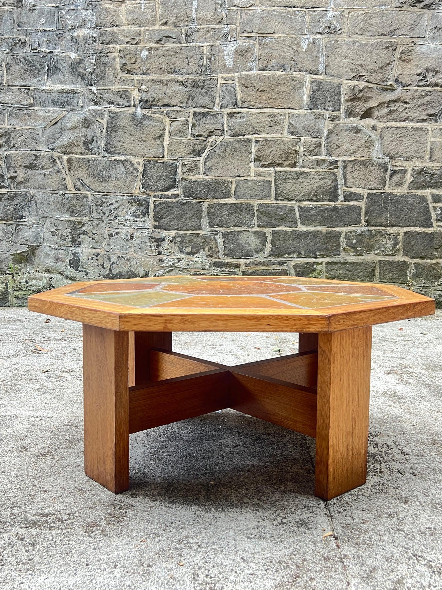 1970’s Teak & Slate Octagonal Coffee Table