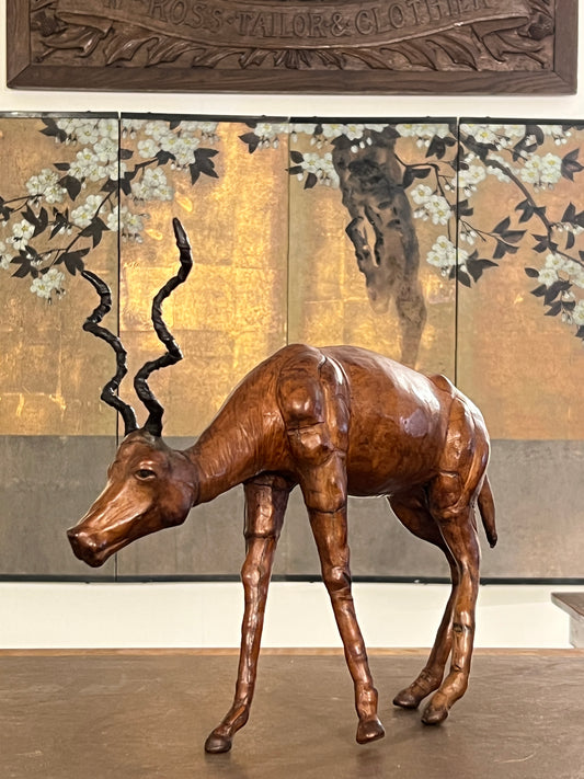 A 1960s leather Antelope Desk Toy