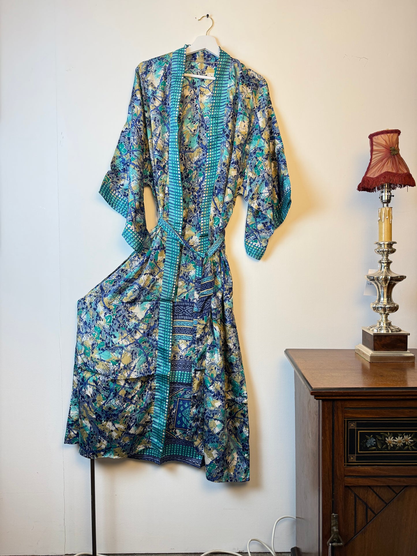 Vintage Saree Silk Kimono / Duster - Long