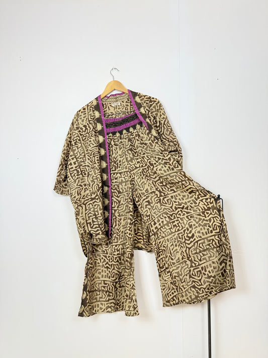 Vintage Saree Silk Trousers & Shirt Co-ordinated Set