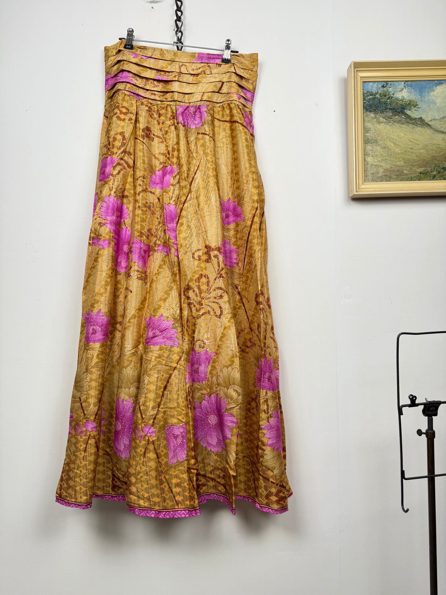Vintage Saree Silk Pleated Skirt