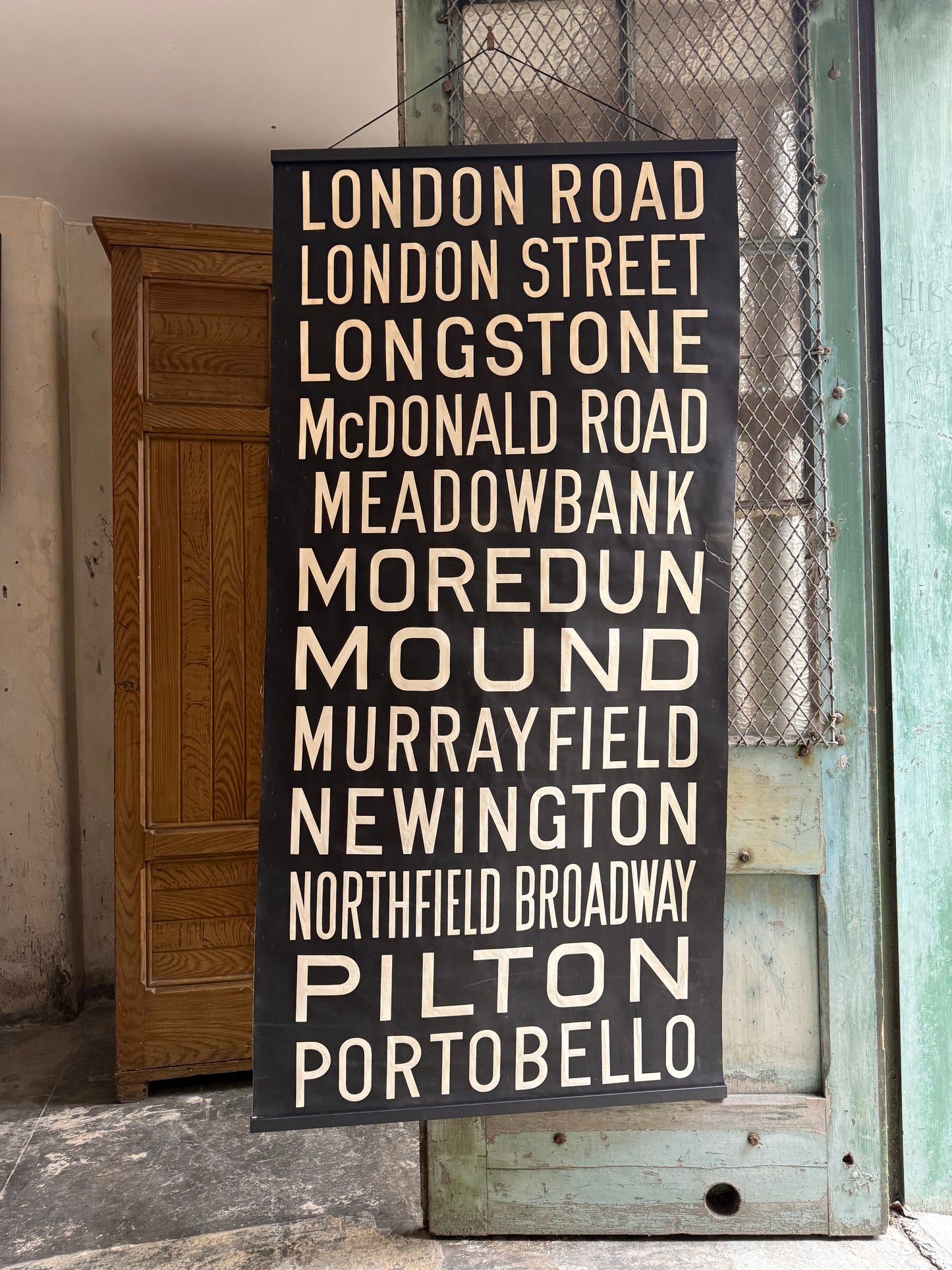 1950’s Linen Destination Bus Blind - Edinburgh - London Road to Portobello