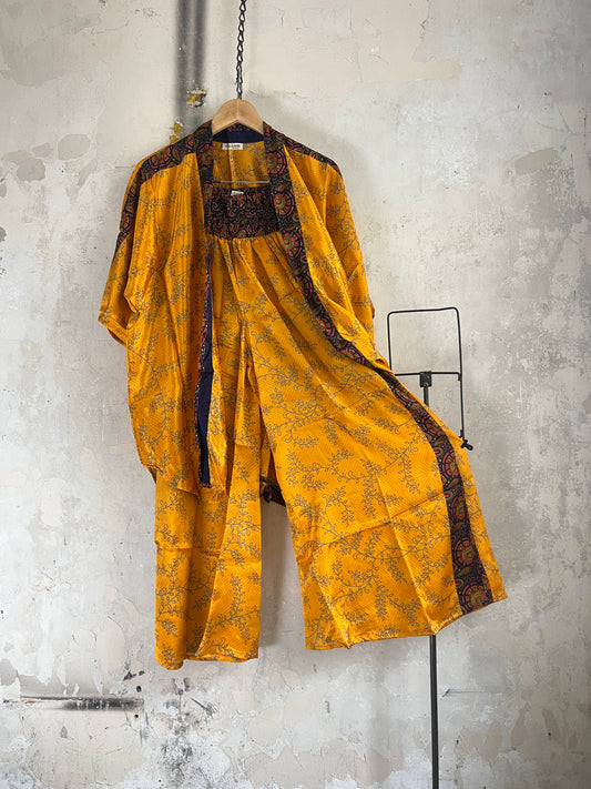 Vintage Saree Silk Trousers & Shirt Co-ordinated Set