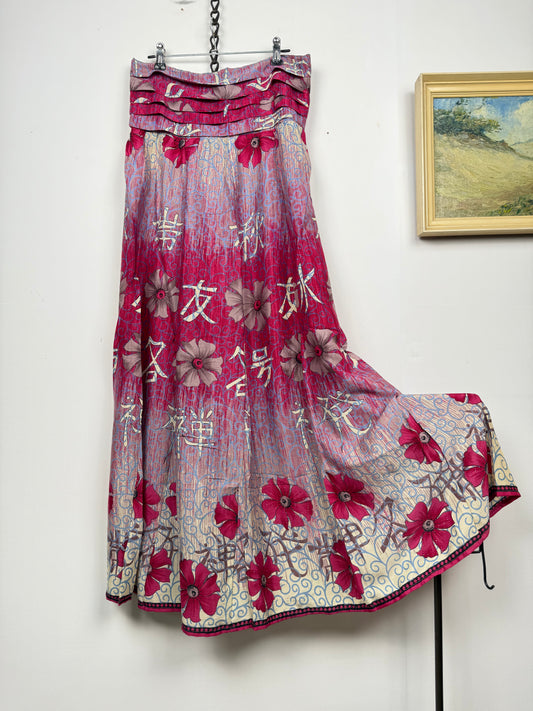 Vintage Saree Silk Pleated Skirt
