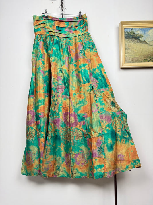 Vintage Saree Silk Pleated Skirt