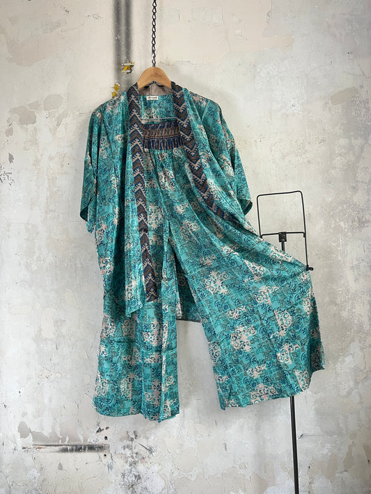 Vintage Saree Silk Trousers & Shirt Co-ordinated Set