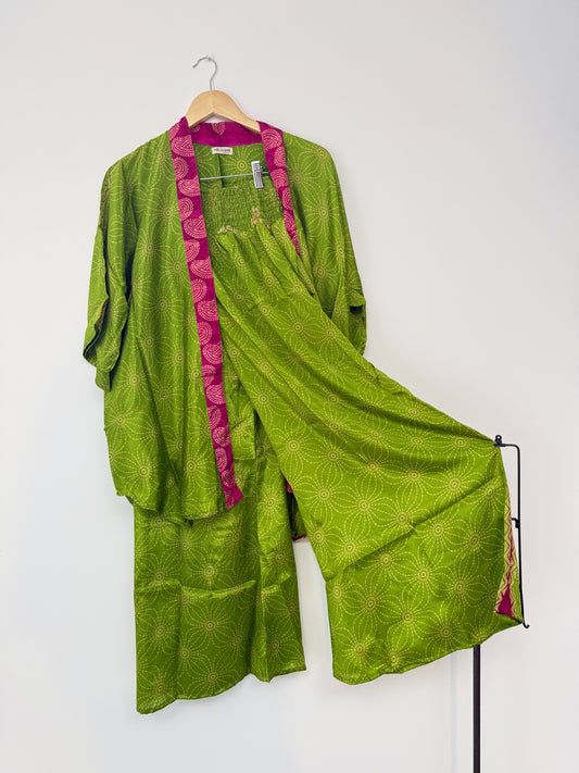 Vintage Saree Silk Trousers & Shirt Co-ordinated Set