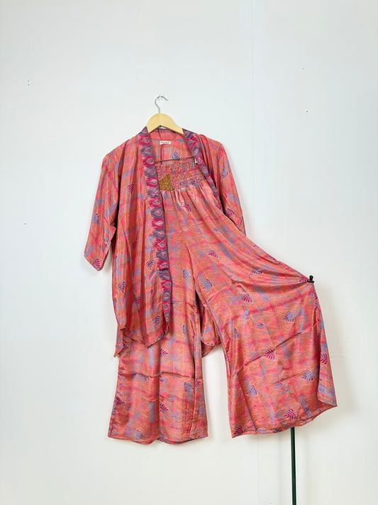 Vintage Saree Silk Trousers & Shirt Co-ordinated Set
