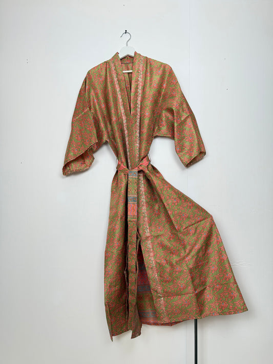 Vintage Saree Silk Kimono / Duster - Long