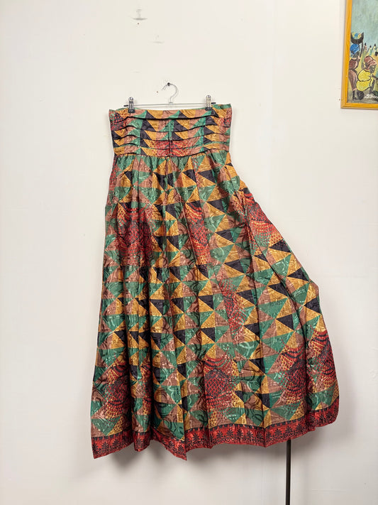 Vintage Saree Silk Pleated Skirt