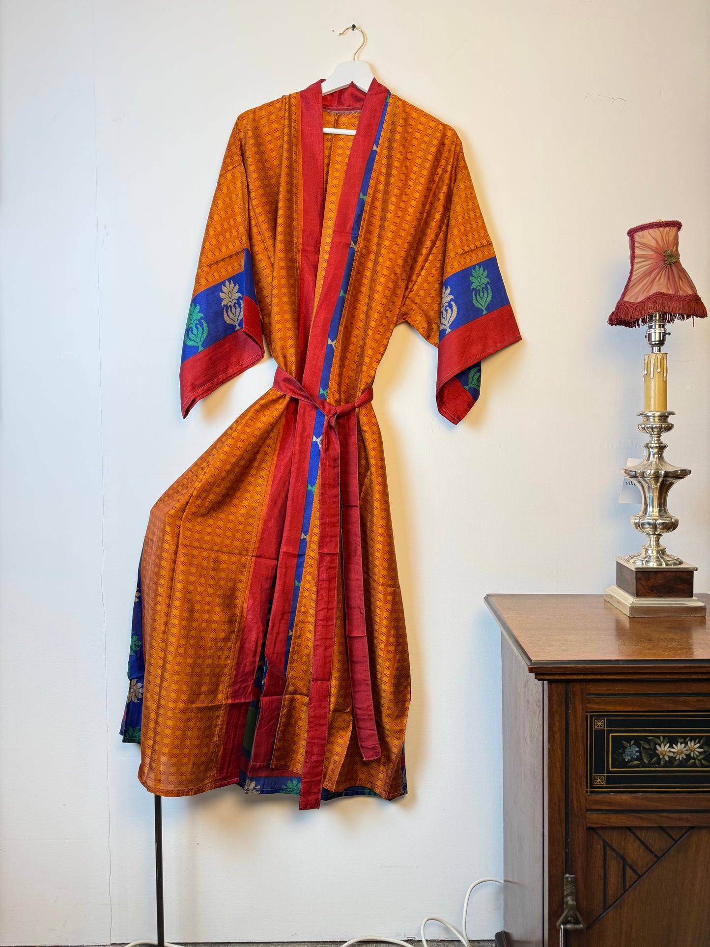 Vintage Saree Silk Kimono / Duster - Long