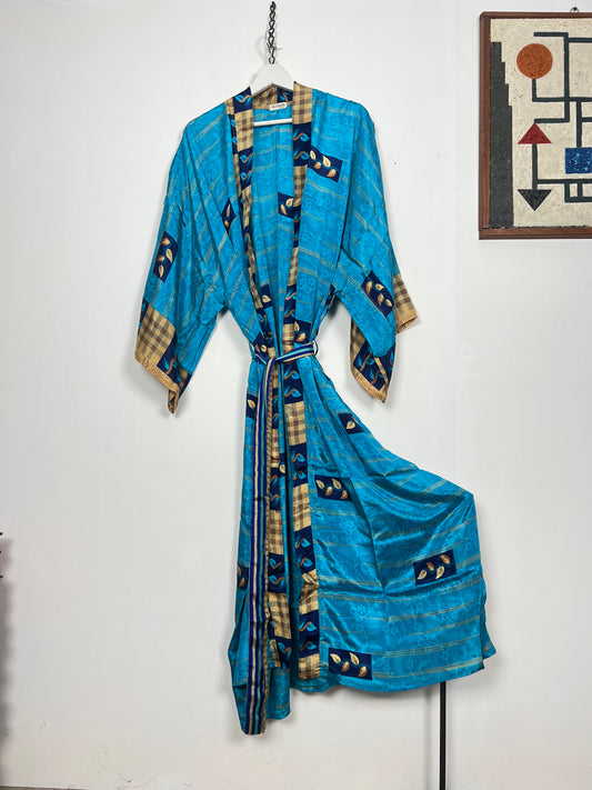 Vintage Saree Silk Kimono / Duster - Long - Wider Unisex Fit