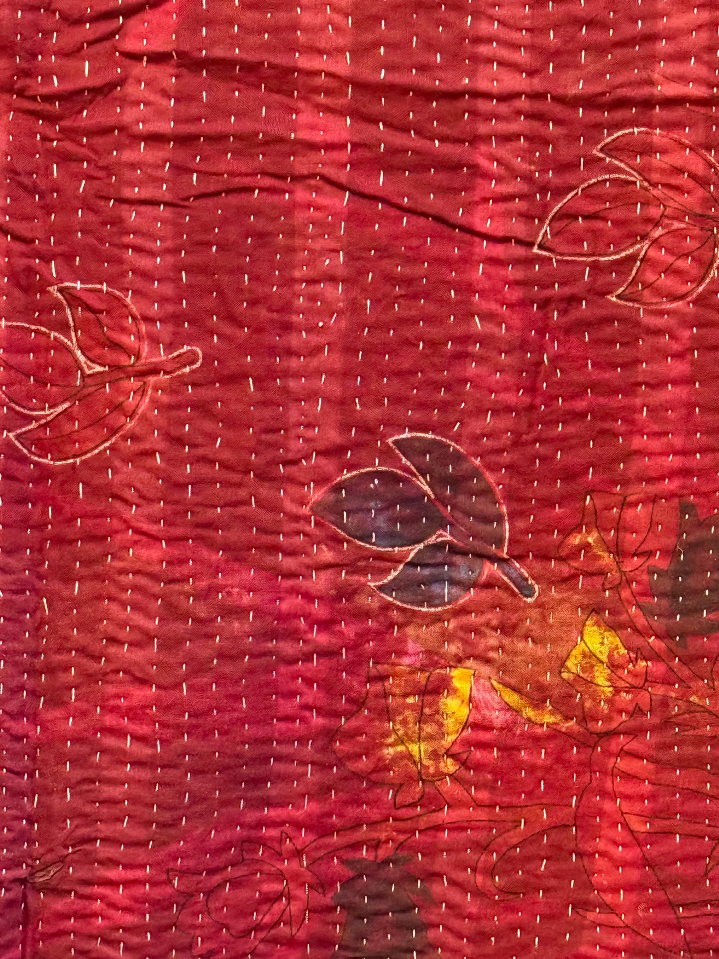 A Finestitch Kantha Quilt with Bagru over-print