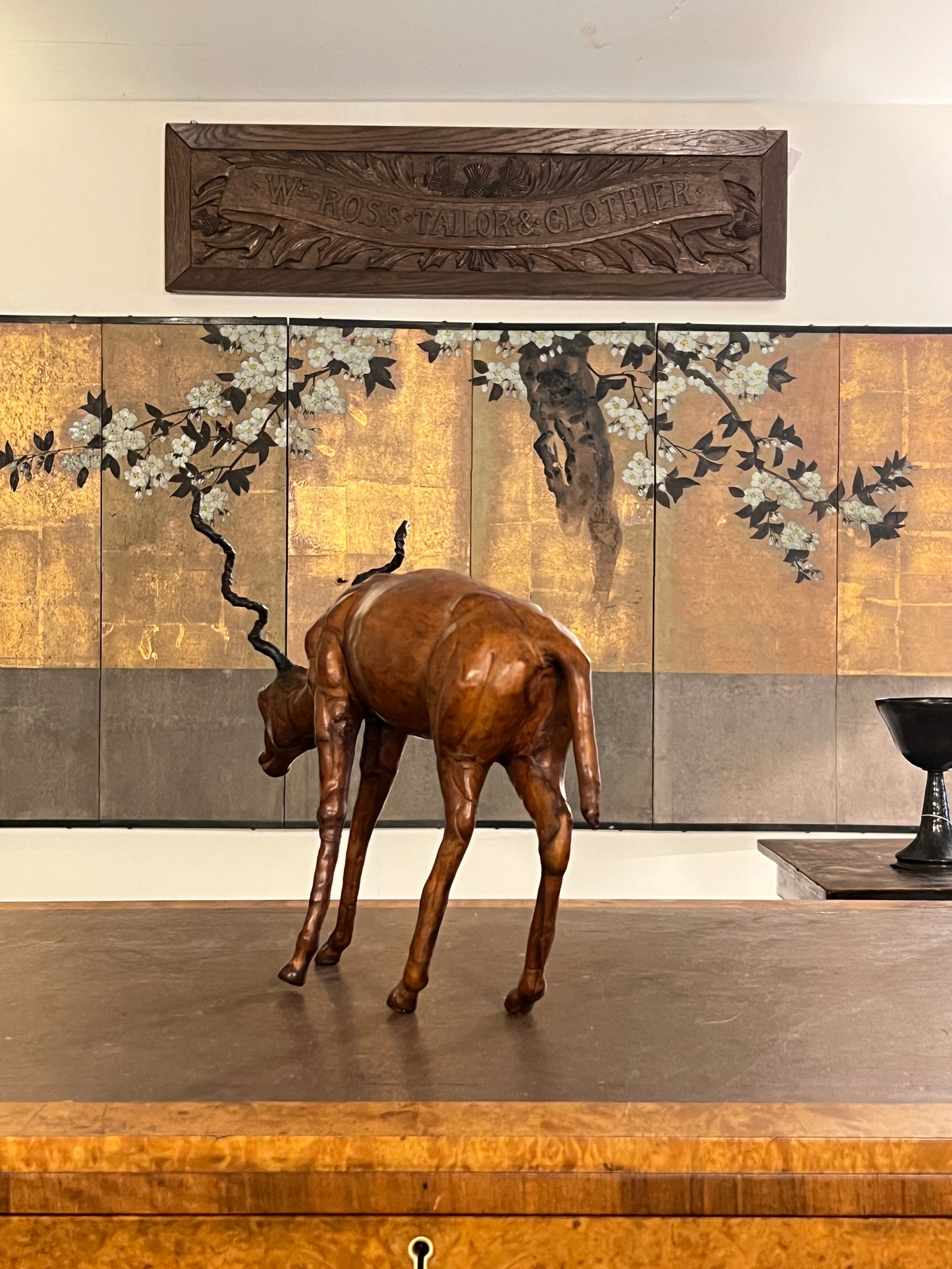 A 1960s leather Antelope Desk Toy