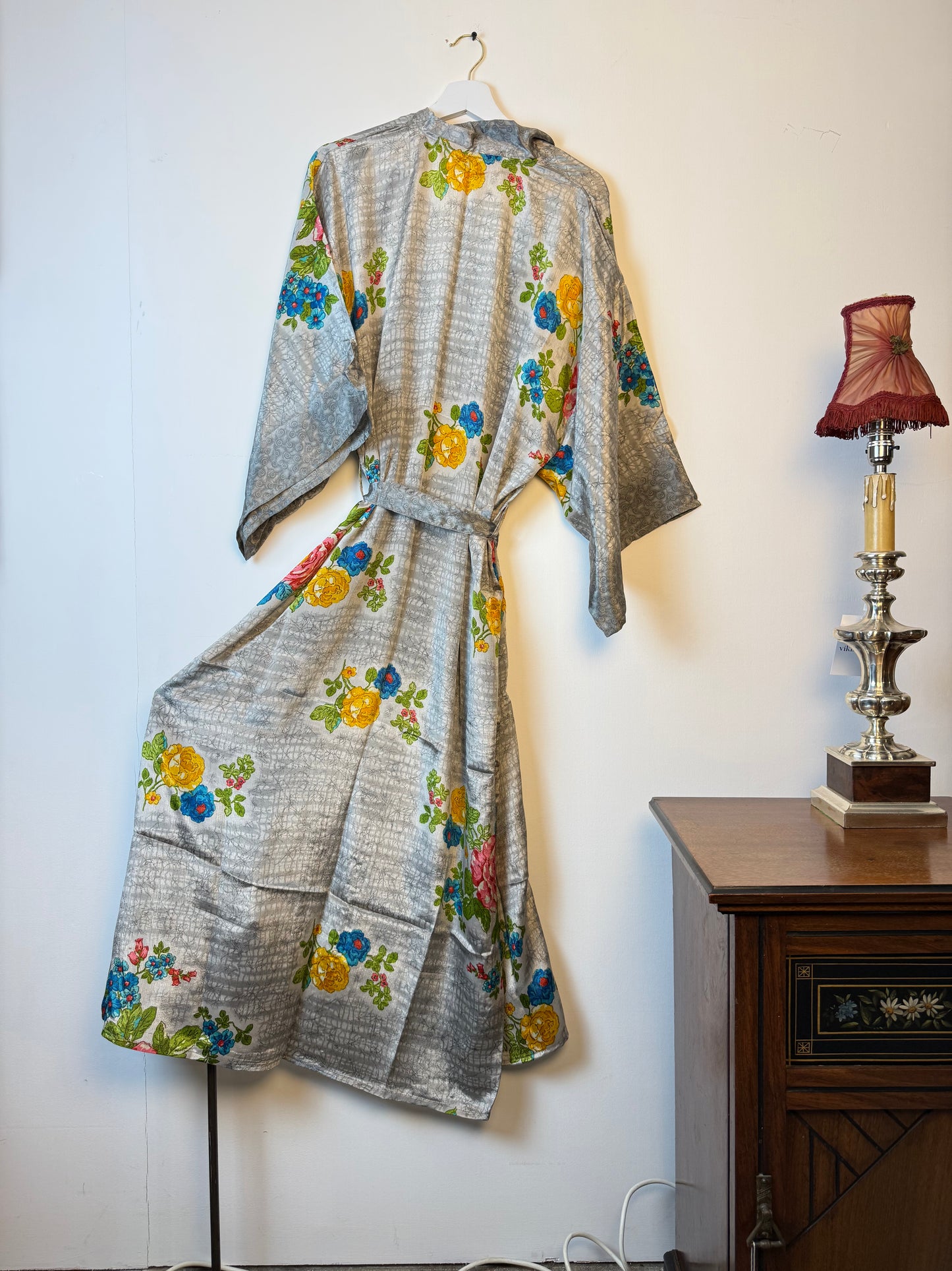 Vintage Saree Silk Kimono / Duster - Long